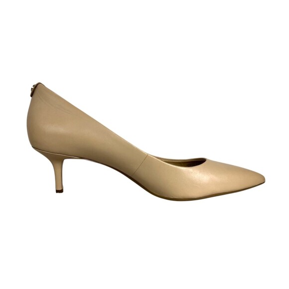 Michael Kors Neutral Beige Leather Pointed Kitten Heel Pumps Size 8 Party Office - Picture 10 of 16